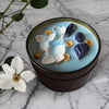 Ylang Ylang Scented Candle โ Dried Flowers & Crystal Candle in Black Tin, Elegant Gift Box