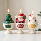 Christmas Candle Holder Set – Santa, Snowman & Christmas Tree Scented Candles