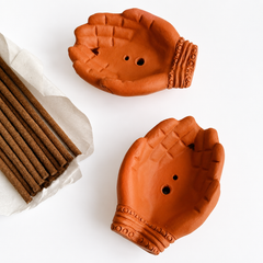 Handcrafted Terracotta Hand Incense Stick Holder