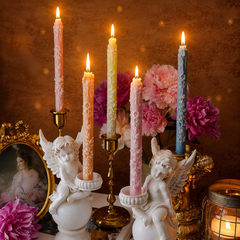 Vintage Baroque Embossed Floral Pillar Candles