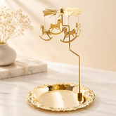 Gold Metal Heat-Powered Spinning Carousel Candle Holder