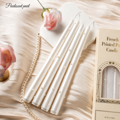 European Romantic White Pearl Smokeless Pillar Candles