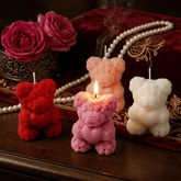 Handmade Valentine Rose Teddy Bear Scented Candles