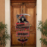 Halloween Door Hanging Sign – Spooky Pumpkin, Ghost & Witch Decor