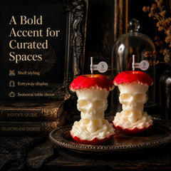 Halloween Skull Mushroom Candle, Gothic Candle Decor