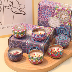 4-Pack Scented Candles with Dried Flowers, Gift Box Set
