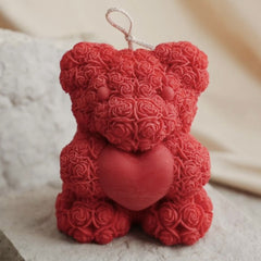 Handmade Valentine Rose Teddy Bear Scented Candles