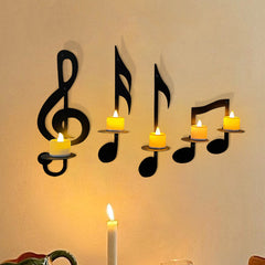 Music Note Wall Candle Holder – Black Metal Musical Symbol Candle Sconce