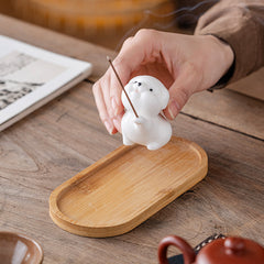 Cute Dog Ceramic Incense Stick Holder, Small Animal Incense Burner, Desktop Tea Table Decor Gift
