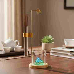Feng Shui Zen Mountain Candle Holder with Storage Tube – Decorative Aromatherapy Home Accent