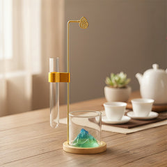 Feng Shui Zen Mountain Candle Holder with Storage Tube – Decorative Aromatherapy Home Accent