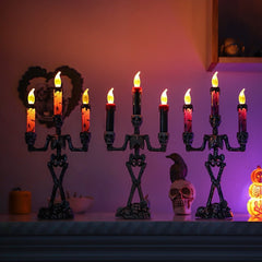 Halloween Skeleton Candle Holder – 3-Light Flameless LED Table Decor