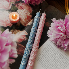 Vintage Baroque Embossed Floral Pillar Candles