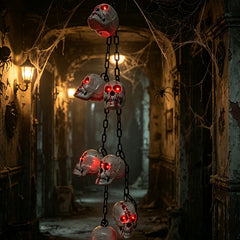 Halloween Skull Chain String Lights, Spooky Garland Decor for Party Window Wall
