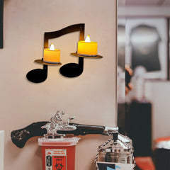 Music Note Wall Candle Holder – Black Metal Musical Symbol Candle Sconce