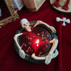 Skull Scented Candle with Rose Petals, Halloween Gothic Decor