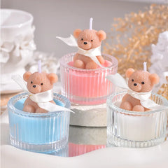 3-Pack Bear-Shaped Glass Scented Candles, Soy Wax Aromatherapy Candles for Home Decor & Gifts