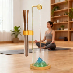 Feng Shui Zen Mountain Candle Holder with Storage Tube – Decorative Aromatherapy Home Accent