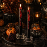Bleeding Taper Candles, Black Red Drip Gothic Halloween Candles