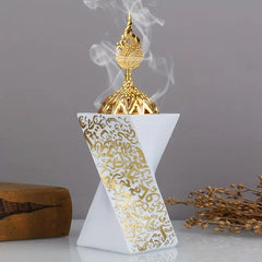 Elegant Resin Incense Burner with Metal Lid