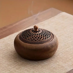 Rustic Walnut Wood Incense Burner – Mini Zen Aromatherapy Holder for Meditation & Home Decor