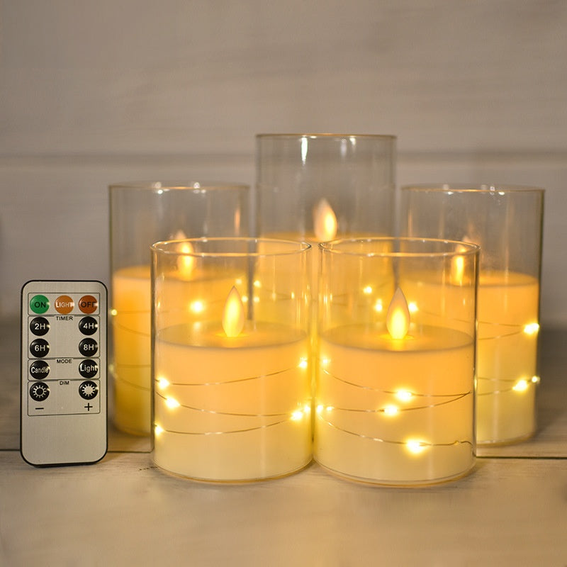 Rechargeable Flameless LED Candles – RGB Flickering Glass Candles with Remote & Timer, 3-Pack