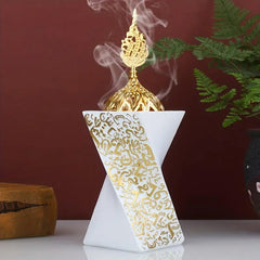 Elegant Resin Incense Burner with Metal Lid