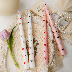 White-Black Heart Smokeless Pillar Candles