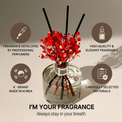 White Jasmine Reed Diffuser 200ml – Floral Home Fragrance with Preserved Flower & Reed Sticks