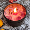 Ylang Ylang Scented Candle – Dried Flowers & Crystal Candle in Black Tin, Elegant Gift Box