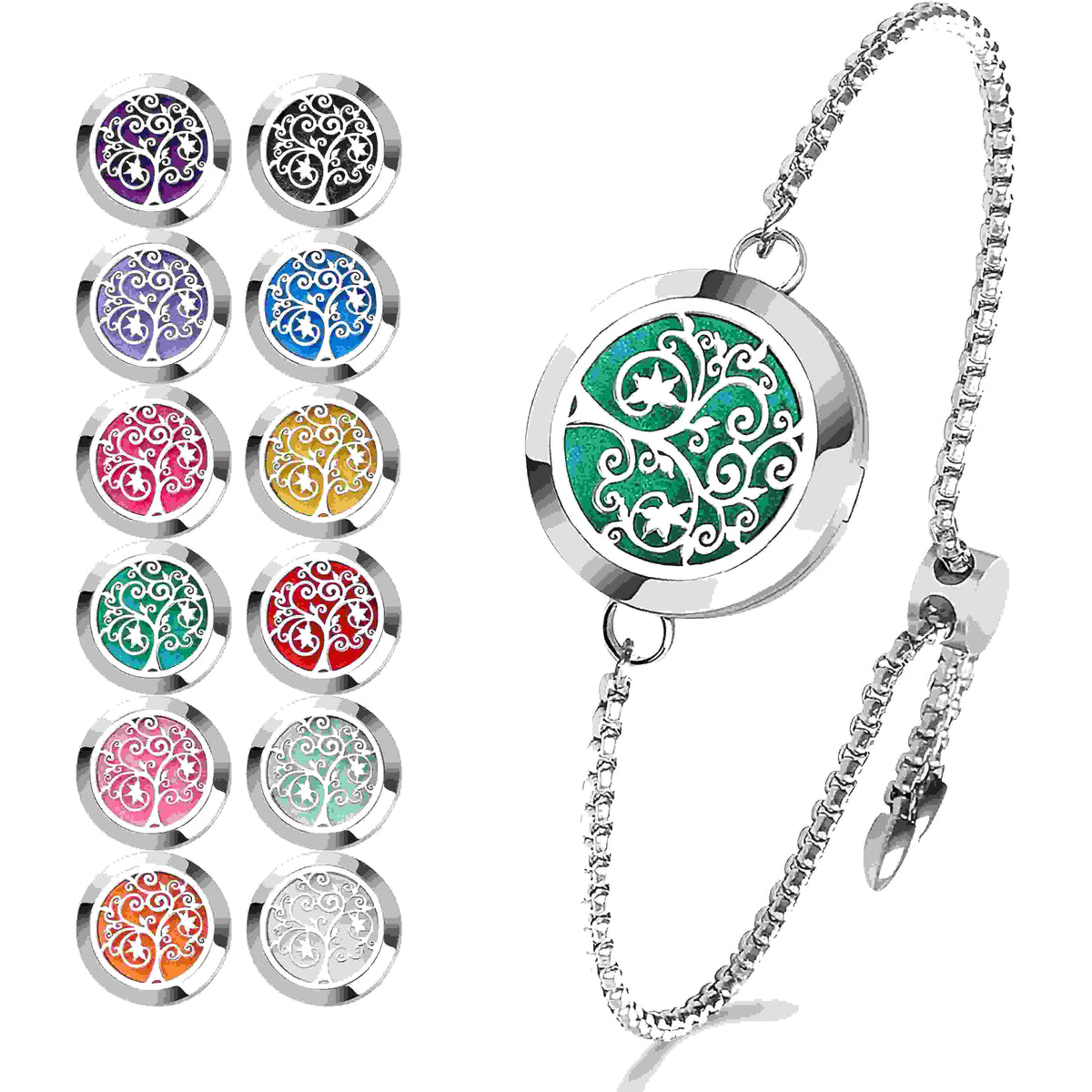 Essential Oil Diffuser Bracelet – Stainless Steel Aromatherapy Bracelet with Refill Pads