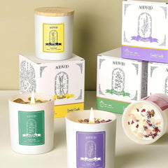 Lavender Scented Soy Candle with Crystals, 10 oz Aromatherapy Candle for Women, Home Decor Gift