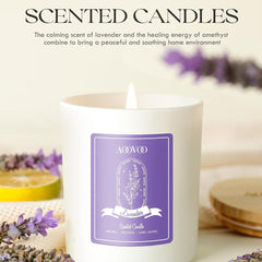 Lavender Scented Soy Candle with Crystals, 10 oz Aromatherapy Candle for Women, Home Decor Gift
