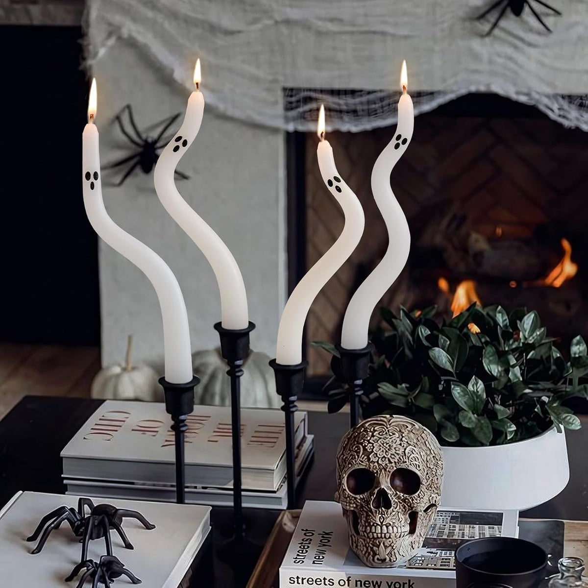 4-Pack Halloween Ghost Taper Candles