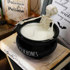 Halloween Skull Candle, Gothic Skeleton Bath Candle for Table & Mantel Decor