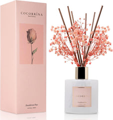 Sandalwood Rose Reed Diffuser, Scented Home Fragrance with Preserved Flowers