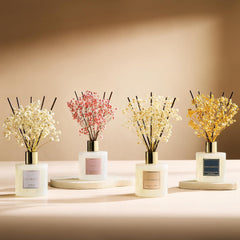 Sandalwood Rose Reed Diffuser, Scented Home Fragrance with Preserved Flowers