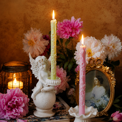 Vintage Baroque Embossed Floral Pillar Candles