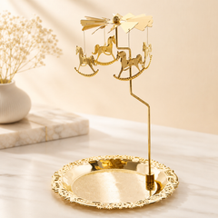 Gold Metal Heat-Powered Spinning Carousel Candle Holder