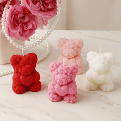 Handmade Valentine Rose Teddy Bear Scented Candles