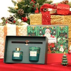 Christmas Reed Diffuser & Scented Candle Gift Set, Xmas Home Fragrance Box, Holiday Gift