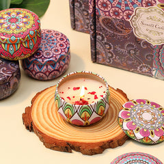 4-Pack Scented Candles with Dried Flowers, Gift Box Set
