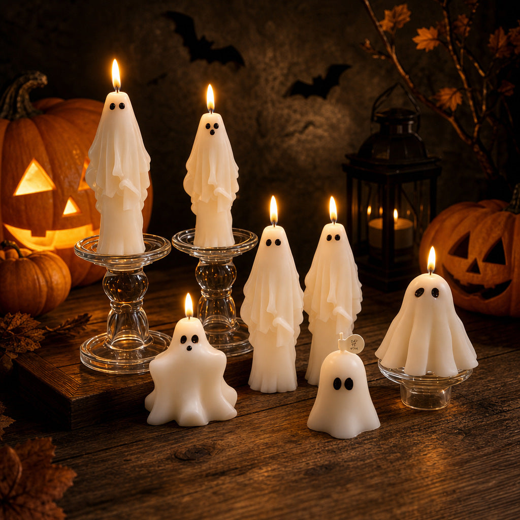 7-Pack Halloween Ghost Scented Candles, Freesia Fragrance