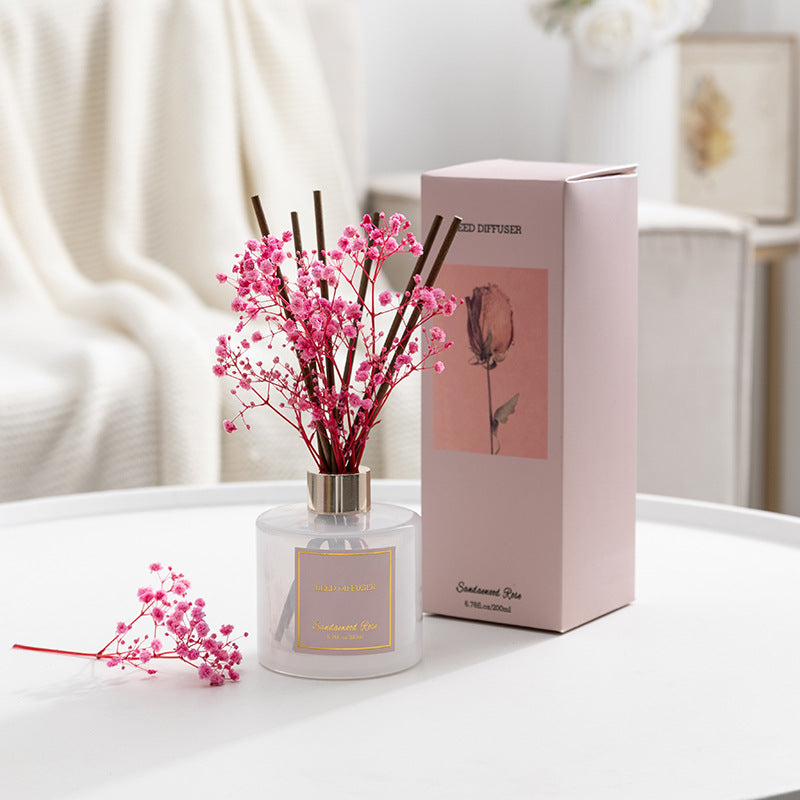 Sandalwood Rose Reed Diffuser, Scented Home Fragrance with Preserved Flowers