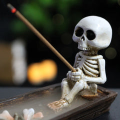 Skull Boat Backflow Incense Burner – Gothic Waterfall Smoke Holder & Halloween Decor