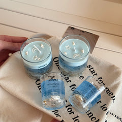 Ocean Scented Candle, Handmade Glass Jar Candle with Coastal Decor
