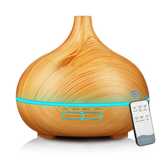 Wood Grain Aroma Diffuser, Mini Ultrasonic Air Humidifier with Colorful LED Light