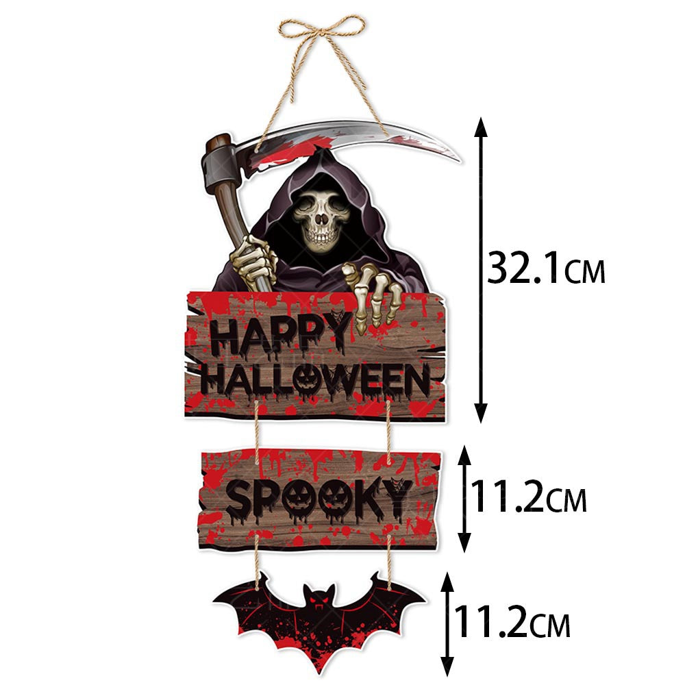 Halloween Door Hanging Sign – Spooky Pumpkin, Ghost & Witch Decor