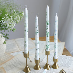 6-Pack Leaf Design Taper Candles, 10-Inch Soy & Beeswax Blend