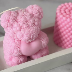 Handmade Valentine Rose Teddy Bear Scented Candles
